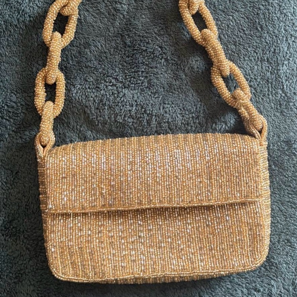 Elegant Gold Beaded Anthropologie Purse